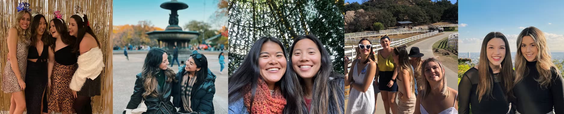 Women enjoying time together in various social settings